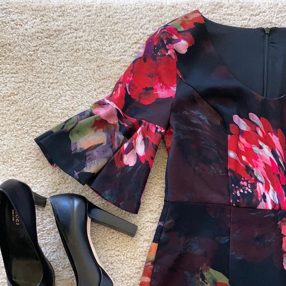 Trina Turk Float V Neck Ruffle Sleeve Dress - Picture 4 of 9